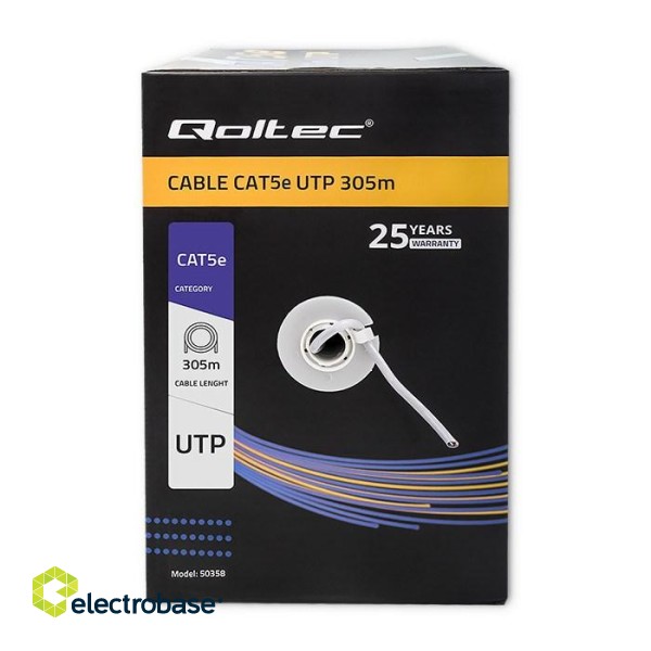 Qoltec 50358 UTP network cable| CAT5E | 305m | PVC grey paveikslėlis 6