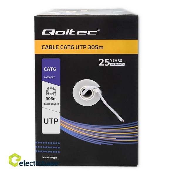 Qoltec 50359 UTP network cable| CAT6 | 305m | PVC grey image 6