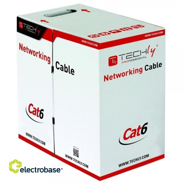 Techly ITP9-FLU-0305 networking cable Grey 305 m Cat6 U/UTP (UTP) image 1