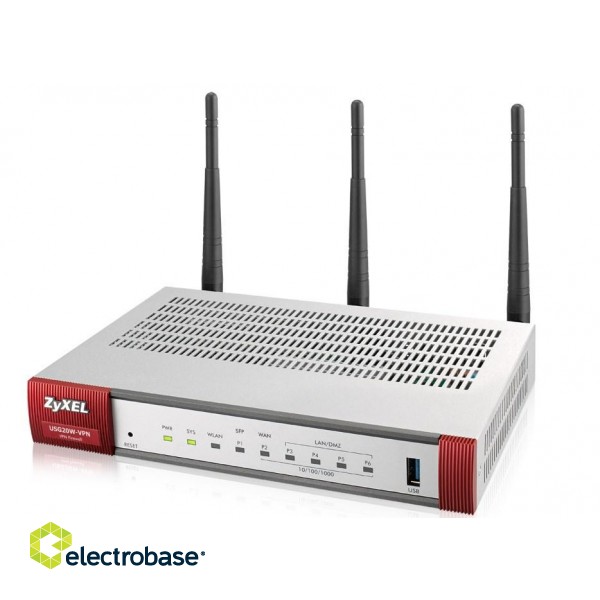Zyxel USG20W-VPN-EU0101F wireless router Gigabit Ethernet Dual-band (2.4 GHz / 5 GHz) Grey, Red image 1