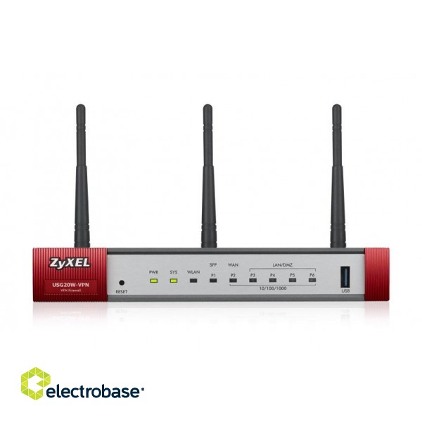 Zyxel USG20W-VPN-EU0101F wireless router Gigabit Ethernet Dual-band (2.4 GHz / 5 GHz) Grey, Red image 3