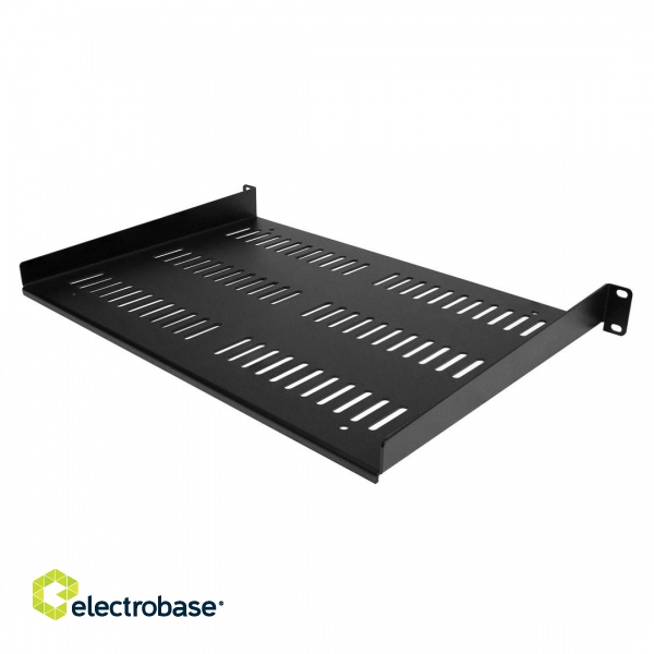 StarTech.com 1U Server Rack Shelf - Universal Vented Rack Mount Cantilever Tray for 19" Network Equipment Rack & Cabinet - Durable Design - Weight Capacity 55lb/25kg - 12" Deep Shelf, Black image 2