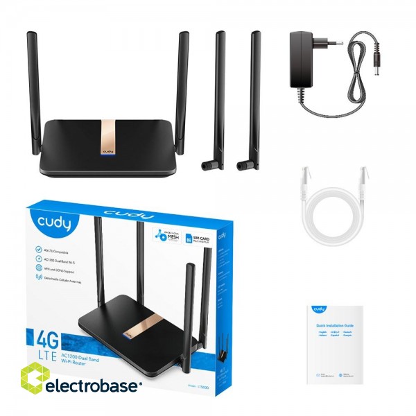 Cudy LT500D wireless router Fast Ethernet Dual-band (2.4 GHz / 5 GHz) 4G Black image 2