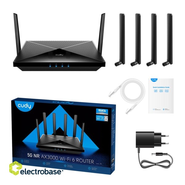 Cudy P5 wireless router Gigabit Ethernet Dual-band (2.4 GHz / 5 GHz) 5G Black image 4