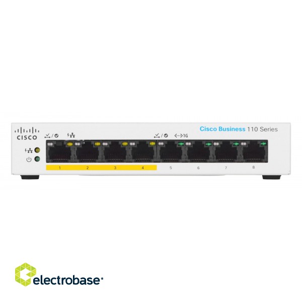 Cisco CBS110-8PP-D Unmanaged L2 Gigabit Ethernet (10/100/1000) Power over Ethernet (PoE) Grey фото 3
