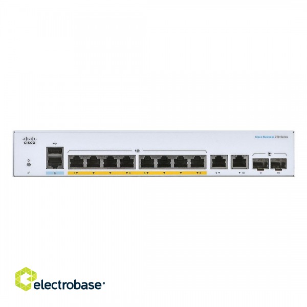 Cisco CBS250-8FP-E-2G-EU network switch Managed L2/L3 Gigabit Ethernet (10/100/1000) Silver фото 2