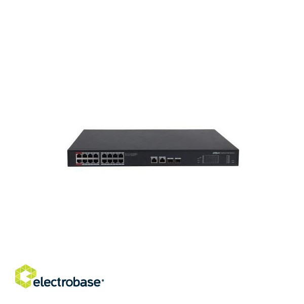 Dahua Technology PoE PFS3220-16GT-240 network switch Unmanaged L2 Gigabit Ethernet (10/100/1000) Power over Ethernet (PoE) Black image 1