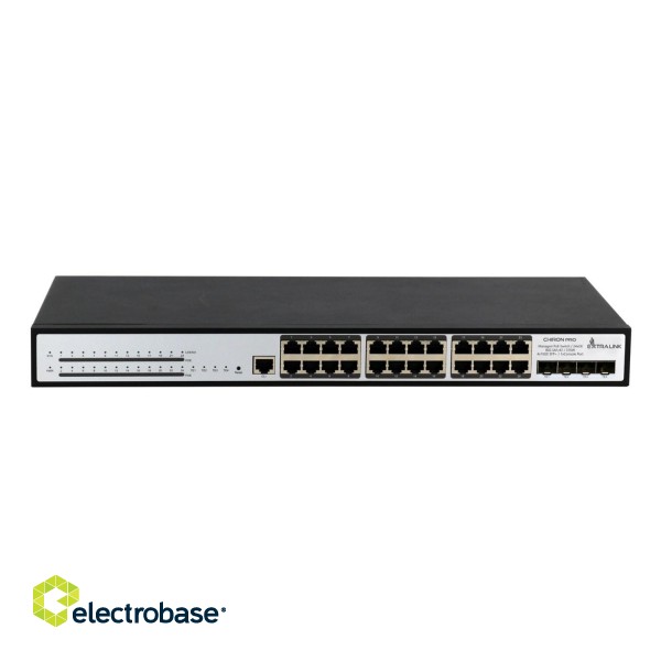 Extralink PoE Switch Chiron Pro 24x RJ45 1000Mb/s PoE, 4x SFP+, L3, managed, 370W image 1