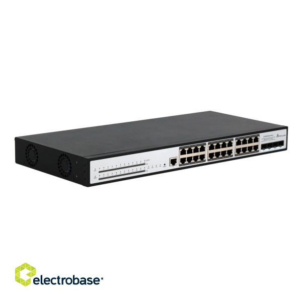 Extralink PoE Switch Chiron Pro 24x RJ45 1000Mb/s PoE, 4x SFP+, L3, managed, 370W image 2