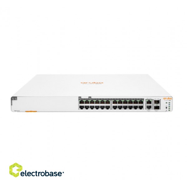 Hewlett Packard Enterprise Aruba Instant On 1960 24G 20p Class4 4p Class6 PoE 2XGT 2SFP+ 370W Managed L2+ Gigabit Ethernet (10/100/1000) Power over Ethernet (PoE) 1U White image 1