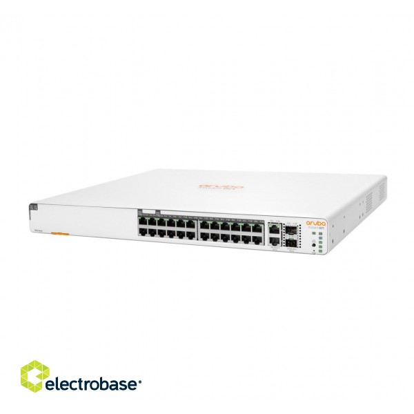 Hewlett Packard Enterprise Aruba Instant On 1960 24G 20p Class4 4p Class6 PoE 2XGT 2SFP+ 370W Managed L2+ Gigabit Ethernet (10/100/1000) Power over Ethernet (PoE) 1U White image 2