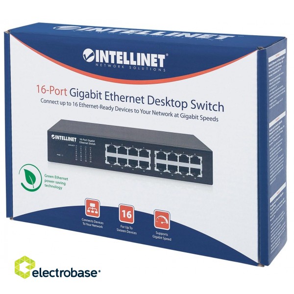 Intellinet 16-Port Gigabit Ethernet Switch, 16-Port RJ45 10/100/1000 Mbps, IEEE 802.3az Energy Efficient Ethernet, Desktop, 19" Rackmount image 6