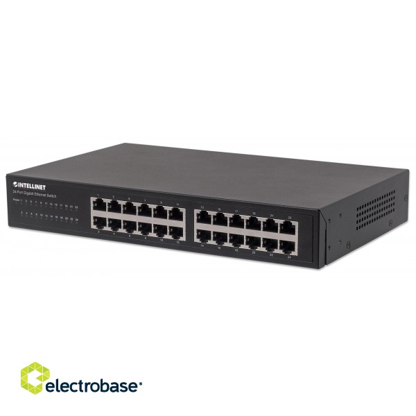 Intellinet 24-Port Gigabit Ethernet Switch, 24 x 10/100/1000 Mbit/s RJ45-Ports, IEEE 802.3az (Energy Efficient Ethernet), Desktop, 19" Rackmount, Metal image 2