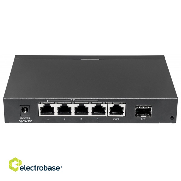 Intellinet 5-Port Gigabit Ethernet PoE+ Switch with SFP Combo Port, 4 x PSE Ports, IEEE 802.3at/af Power over Ethernet (PoE+/PoE) Compliant, 80 W, Desktop (Euro 2-pin plug) paveikslėlis 4