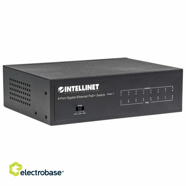 Intellinet 8-Port Gigabit Ethernet PoE+ Switch, IEEE 802.3at/af Power over Ethernet (PoE+/PoE) Compliant, 60 W, Desktop, Box image 3