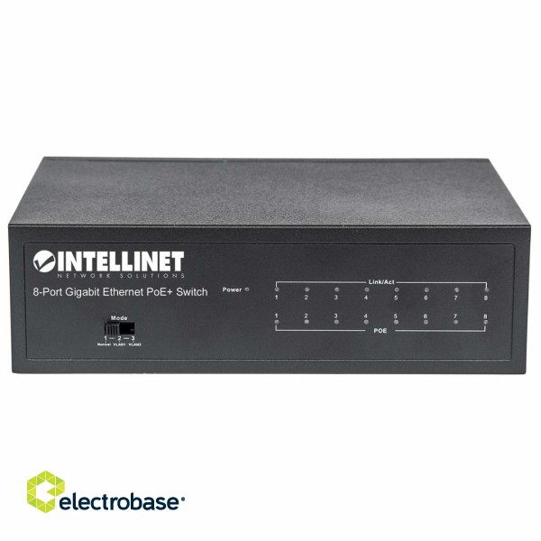 Intellinet 8-Port Gigabit Ethernet PoE+ Switch, IEEE 802.3at/af Power over Ethernet (PoE+/PoE) Compliant, 60 W, Desktop, Box image 4