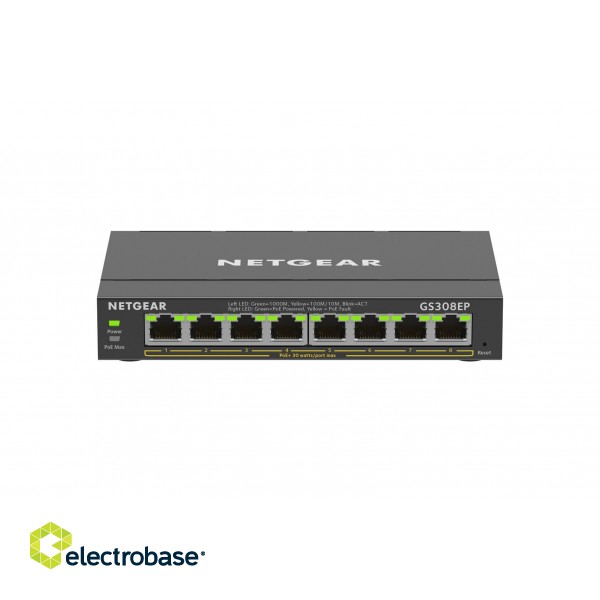 NETGEAR 8-Port Gigabit Ethernet PoE+ Plus Switch (GS308EP) Managed L2/L3 Gigabit Ethernet (10/100/1000) Power over Ethernet (PoE) Black image 4