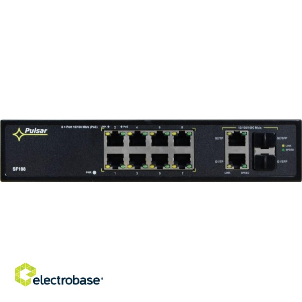 PULSAR SF108 network switch Managed Fast Ethernet (10/100) Power over Ethernet (PoE) Black paveikslėlis 3