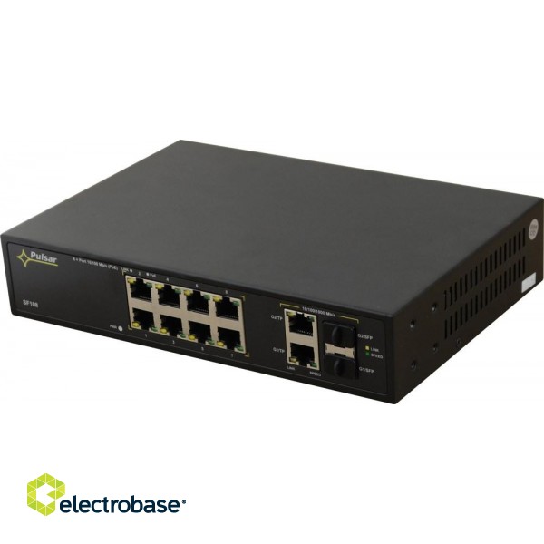 PULSAR SF108 network switch Managed Fast Ethernet (10/100) Power over Ethernet (PoE) Black paveikslėlis 10