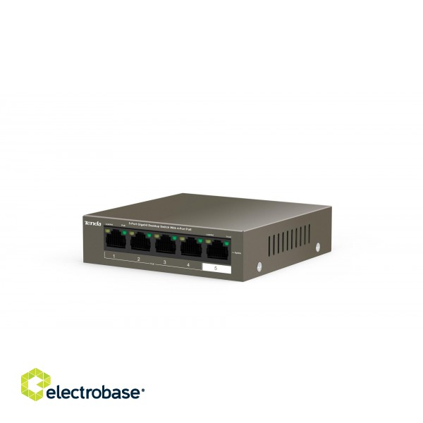 Tenda TEG1105P-4-63W-EU network switch Gigabit Ethernet (10/100/1000) Power over Ethernet (PoE) Grey image 4