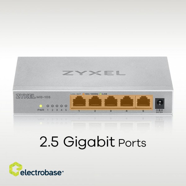 Zyxel MG-105 Unmanaged 2.5G Ethernet (100/1000/2500) Steel image 7