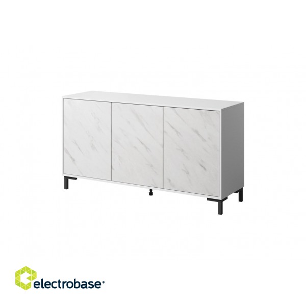 MARMO 3D chest of drawers 150x45x80.5 cm white matt/marble white image 1