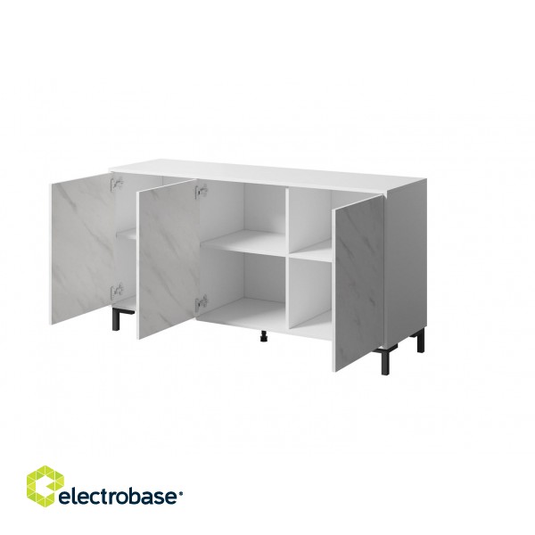 MARMO 3D chest of drawers 150x45x80.5 cm white matt/marble white image 2