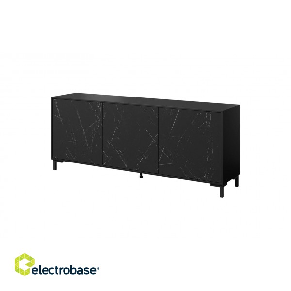 MARMO 3D chest of drawers 200x45x80,5 cm matte black/marble black paveikslėlis 1