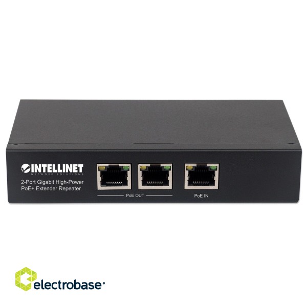 Intellinet 2-Port Gigabit High-Power PoE+ Extender Repeater, IEEE 802.3at/af Power over Ethernet (PoE+/PoE), metal image 3