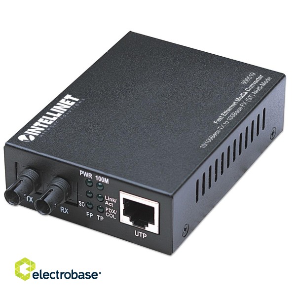 Intellinet Fast Ethernet Media Converter, 10/100Base-Tx to 100Base-Fx (ST) Multi-Mode, 2 km (1.24 mi) image 1