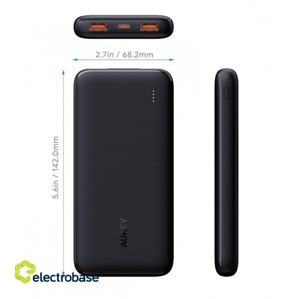 AUKEY PB-N73s Slim Power Bank 10000mAh PD 3.0 QC 3.0 4xUSB 20W Black image 3