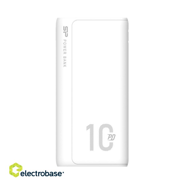 SILICON POWER QP15 Powerbank External battery 10000 mAh 2x USB QC 3.0 1x USB-C PD (SP10KMAPBKQP150W) White image 1