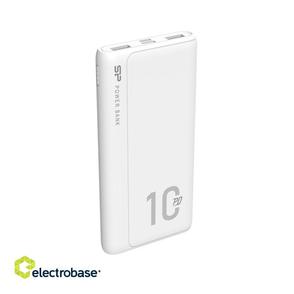 SILICON POWER QP15 Powerbank External battery 10000 mAh 2x USB QC 3.0 1x USB-C PD (SP10KMAPBKQP150W) White image 2