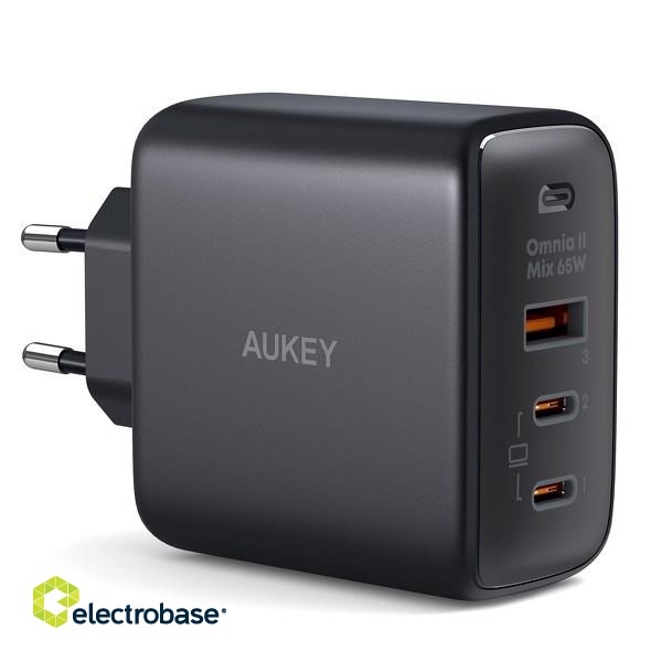 AUEKY Omnia II Mix PA-B6T Wall charger 1x USB 2x USB-C Power Delivery 3.0 65W Black фото 2