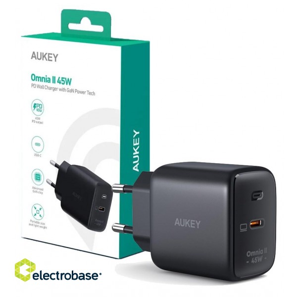 AUEKY PA-B2T Wall charger 1x USB-C Power Delivery 3.0 45W QC PPS image 1