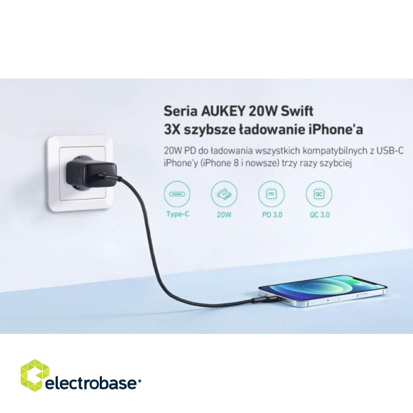 AUEKY PA-R1 Swift Wall charger 1x USB-C Power Delivery 3.0 20W image 3