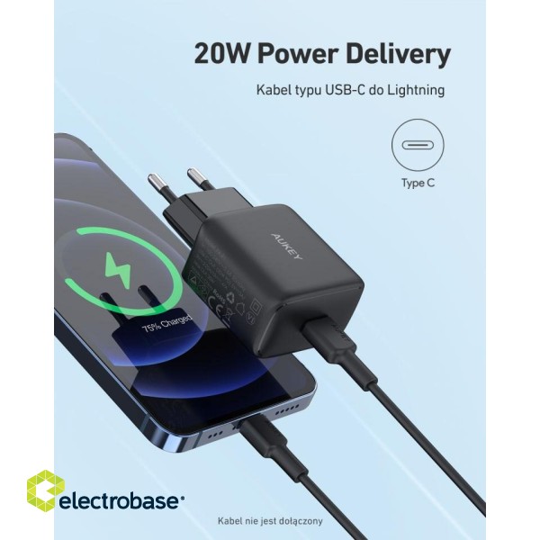 AUEKY PA-R1 Swift Wall charger 1x USB-C Power Delivery 3.0 20W image 4