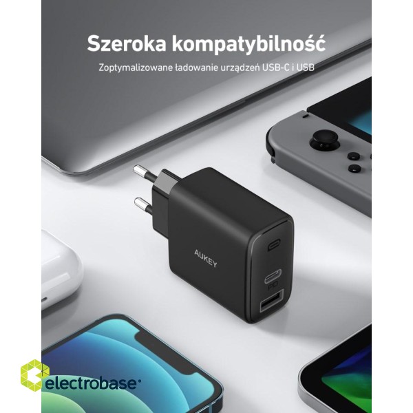 AUEKY Swift Series PA-F3S Wall charger 1x USB 1x USB-C Power Delivery 3.0 32W Black image 5