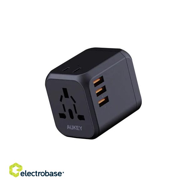 AUKEY PA-TA04 Universal Travel Adapter Charger 30W with USB-C & USB-A UK USA EU AUS CHN 150 Countries фото 1