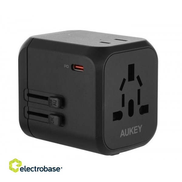 AUKEY PA-TA04 Universal Travel Adapter Charger 30W with USB-C & USB-A UK USA EU AUS CHN 150 Countries фото 2