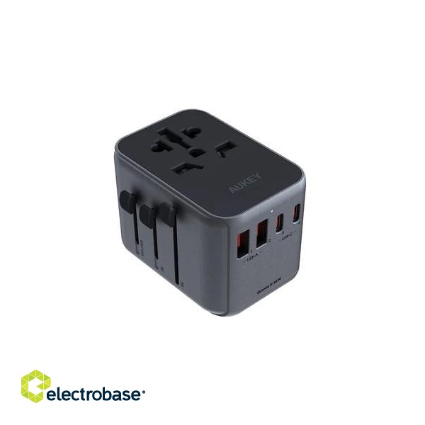 AUKEY PA-TA07 Universal Travel Adapter Charger 35W with USB-C & USB-A UK USA EU AUS CHN 150 Countries image 1