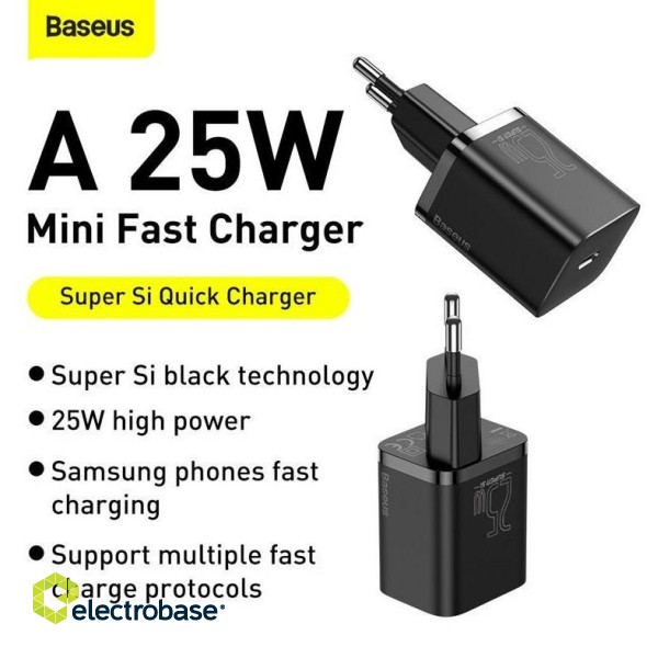 Baseus TZCCSUP-L01 mobile device charger Smartphone Black AC, USB Fast charging Indoor фото 3