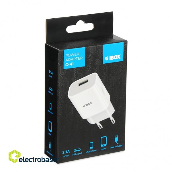 iBOX C-41 universal charger with micro USB cable, white image 3