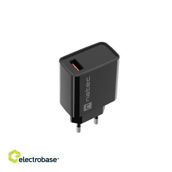 NATEC MAINS CHARGER RIBERA USB-A 18W BLACK фото 1