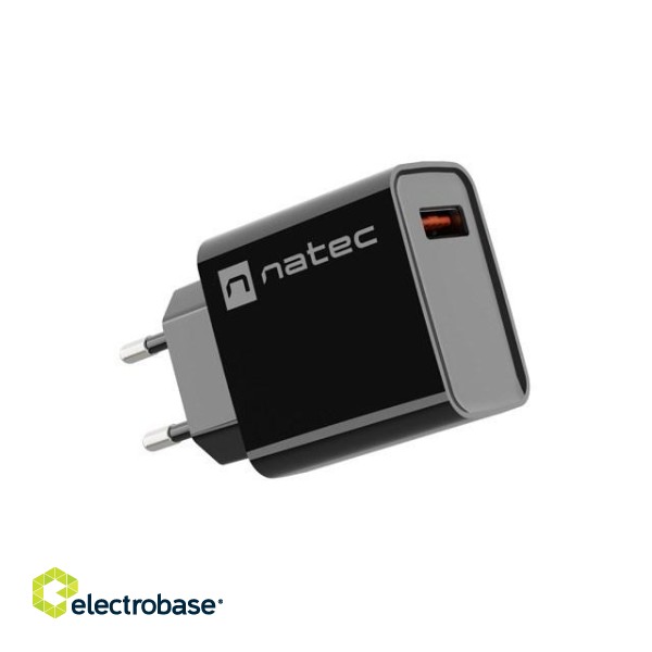 NATEC MAINS CHARGER RIBERA USB-A 18W BLACK фото 2