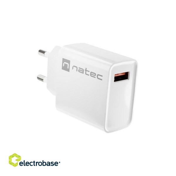 NATEC NETWORK CHARGER RIBERA USB-A 18W WHITE фото 1