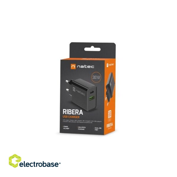 NATEC NETWORK CHARGER RIBERA USB-A+USB-C 20W PD image 4