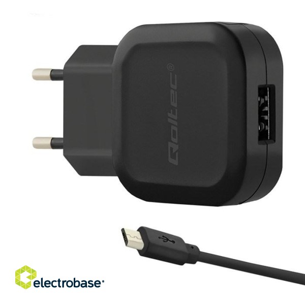 Qoltec 50195 Charger 12W | 5V | 2.4A | USB + Micro USB cable фото 1