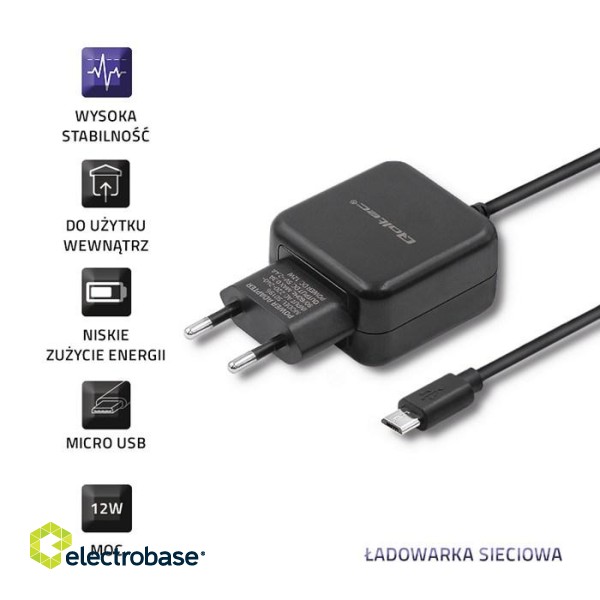 Qoltec 50196 Charger 5V | 2.4A | 12W | MicroUSB | Black paveikslėlis 3