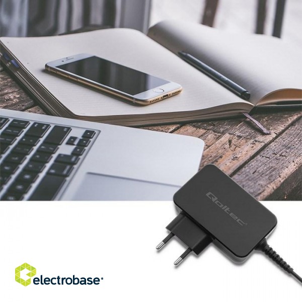 Qoltec 51024 Charger | 65W | 5-20V | 3-3.25A | USB type C | PD | Black paveikslėlis 2